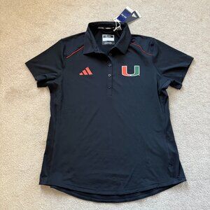 Miami Hurricanes adidas Aeroready Polo Women's Black Sz L NWT